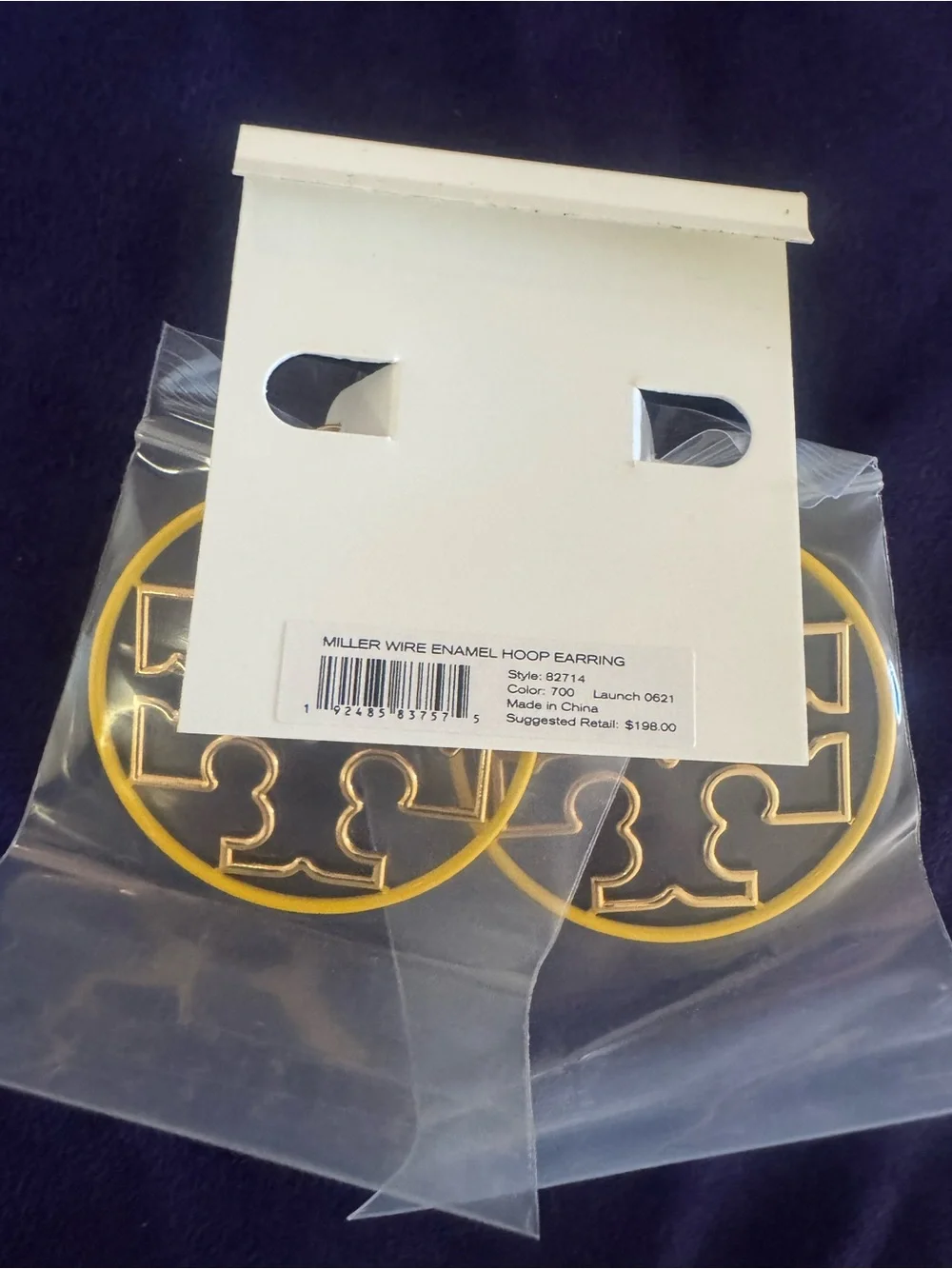 Tory Burch Miller Wire Enamel Hoop Earrings NWT